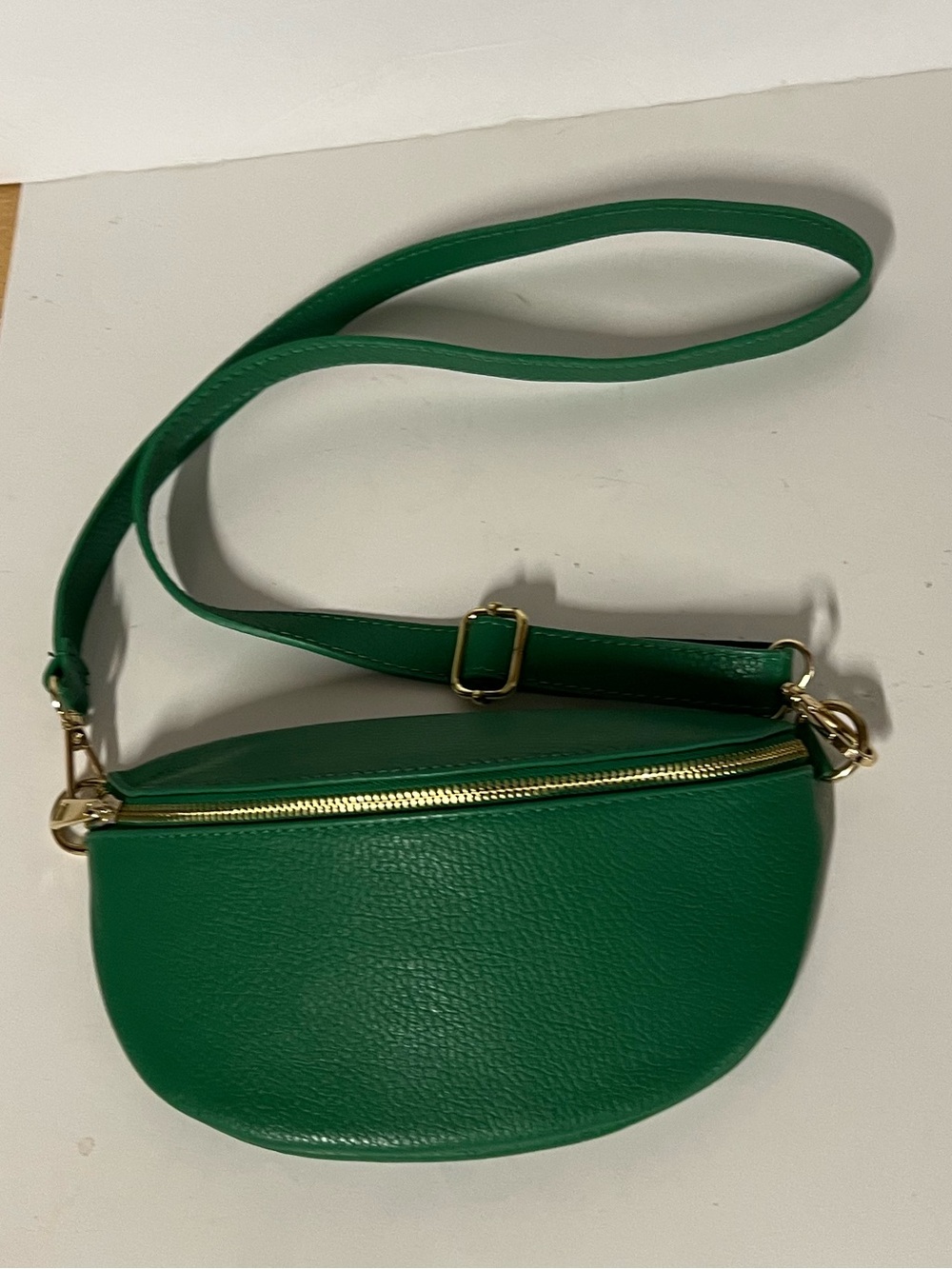 Green Genuine Italian Leather Crossbody Belt Bag